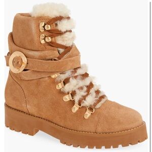 Cult Gaia Paola Faux Shearling Trim Lug Boot - 37 Brand New Never Worn
